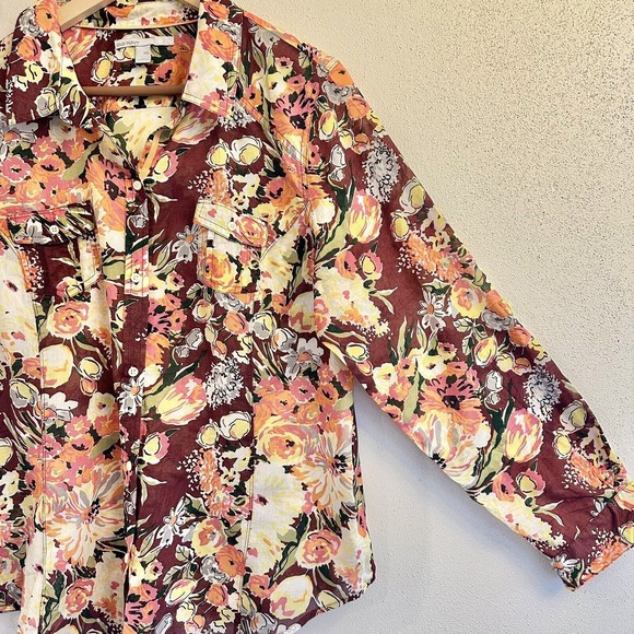 Old Navy flower print long sleeve button down XXL Lightweight - Picture 2 of 13